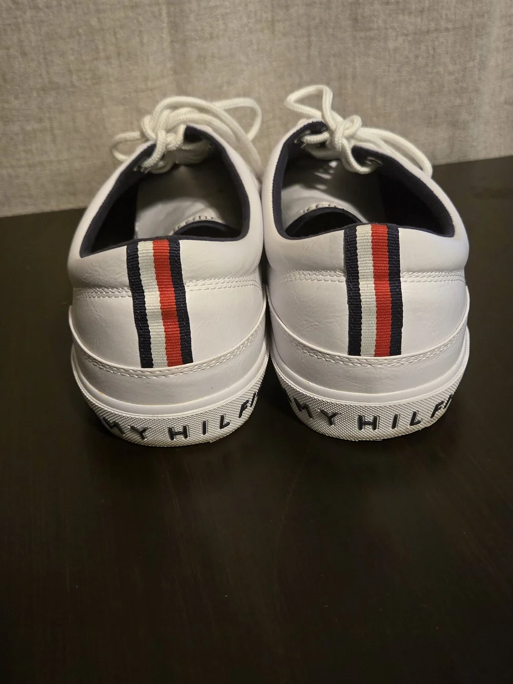 Tommy Hilfiger White Men’s Leather Boat Shoes with Navy Lining